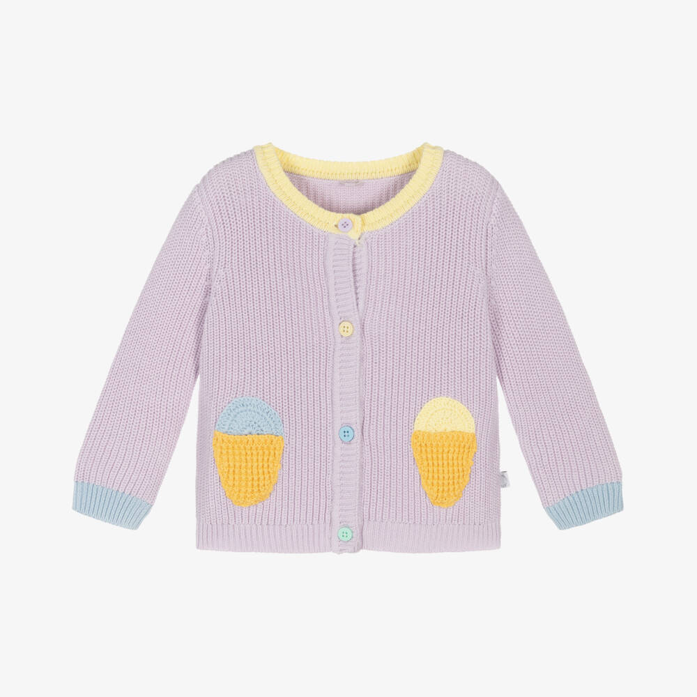 Stella McCartney Kids-كارديغان قطن نقي بلون أرجواني للبنات | Childrensalon Outlet