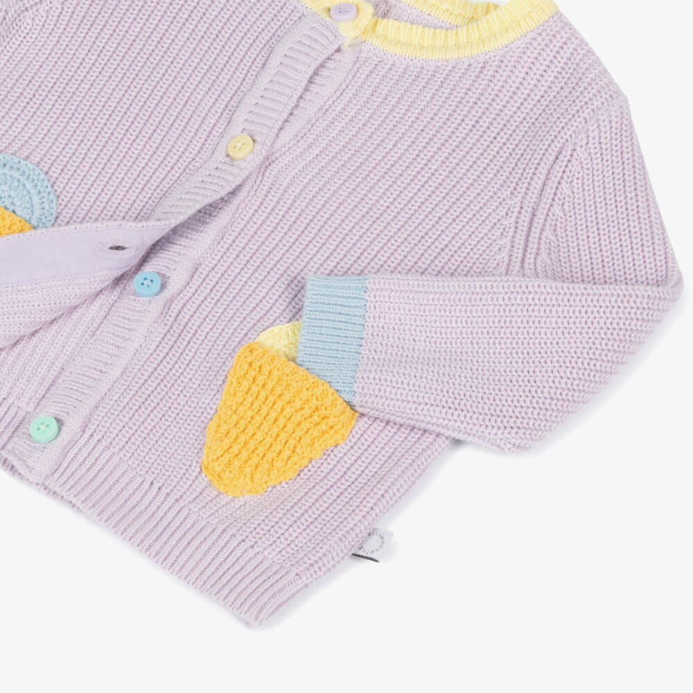 Stella McCartney Kids-كارديغان قطن نقي بلون أرجواني للبنات | Childrensalon Outlet