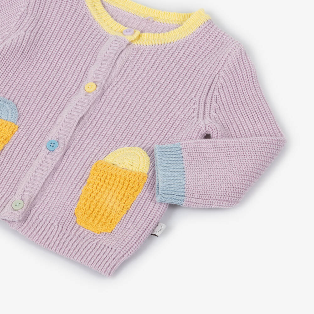 Stella McCartney Kids-كارديغان قطن نقي بلون أرجواني للبنات | Childrensalon Outlet