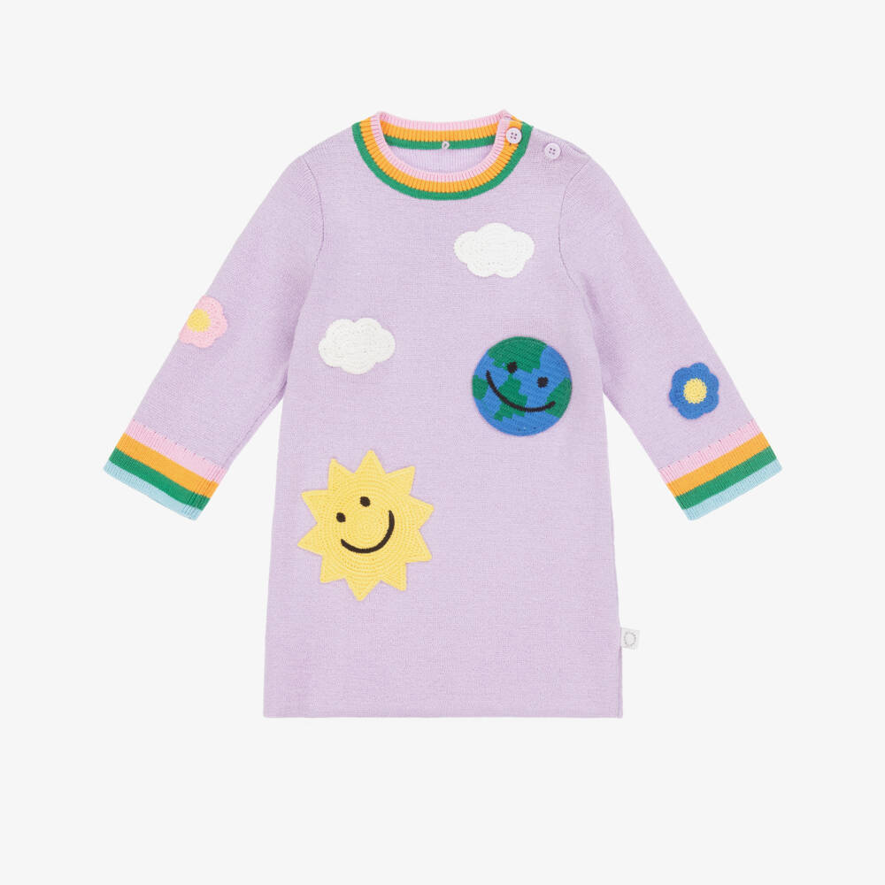Stella McCartney Kids-Платье трикотажное сиреневое Земля Солнце для девочек | Childrensalon Outlet