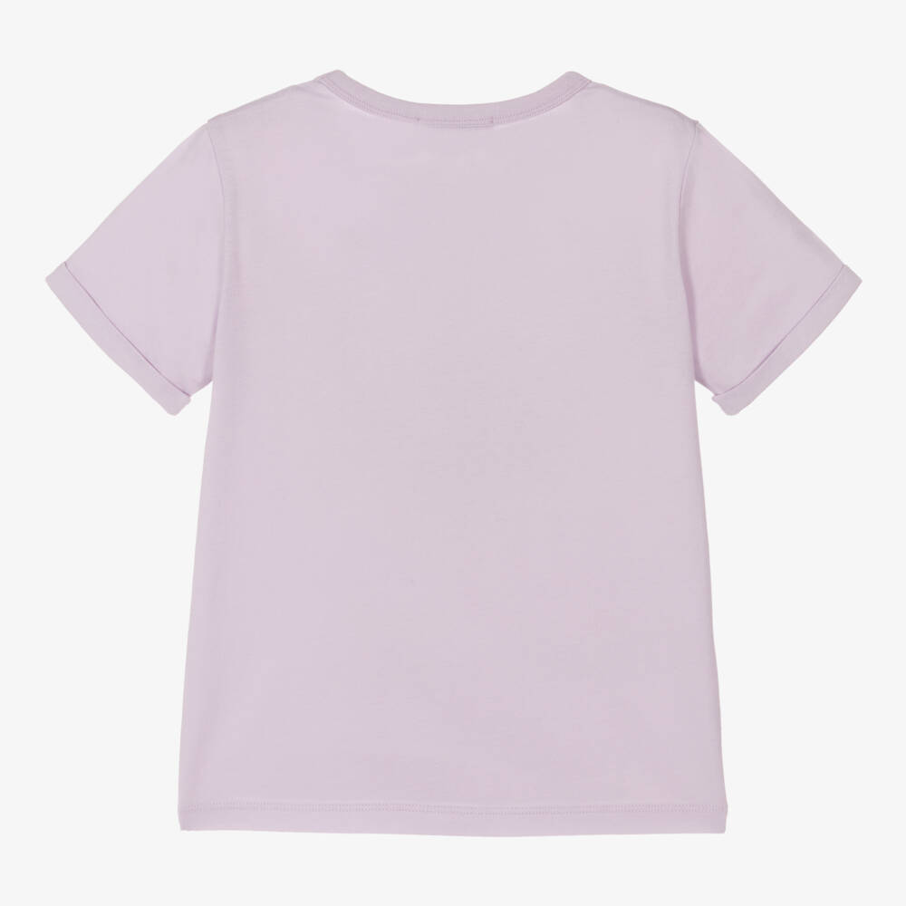 Stella McCartney Kids-تيشيرت بطبعة ورود قطن عضوي لون بنفسجي ليلكي للبنات | Childrensalon Outlet