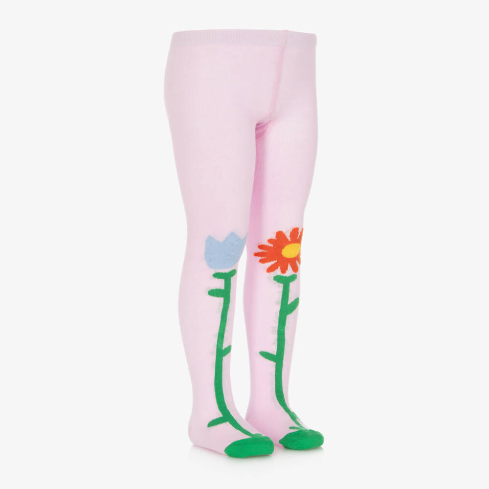 Stella McCartney Kids-Girls Lilac Floral Cotton Tights | Childrensalon Outlet