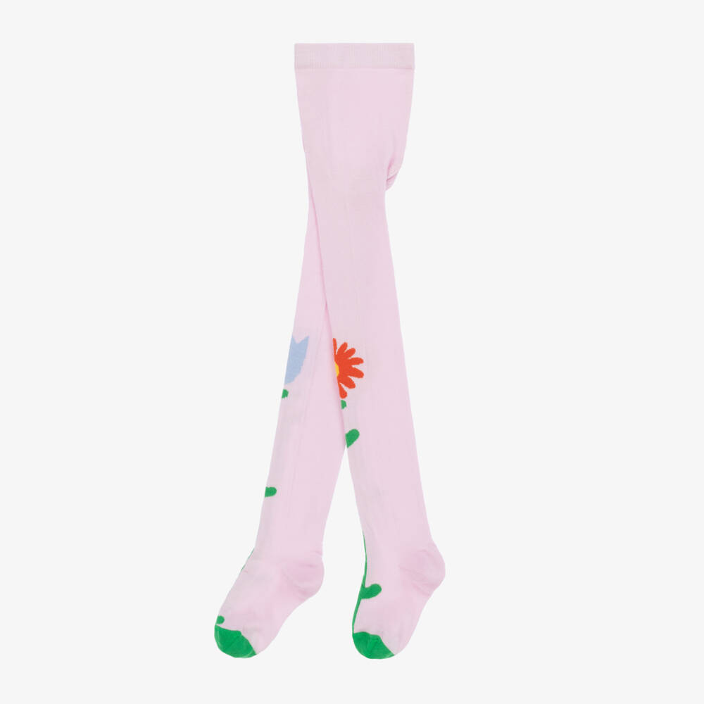 Stella McCartney Kids-Girls Lilac Floral Cotton Tights | Childrensalon Outlet