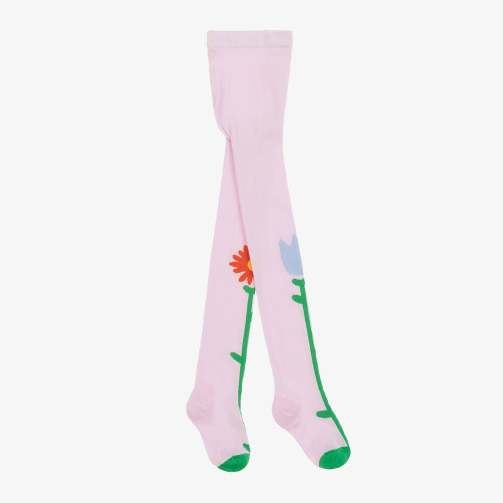 Stella McCartney Kids-Girls Lilac Floral Cotton Tights | Childrensalon Outlet