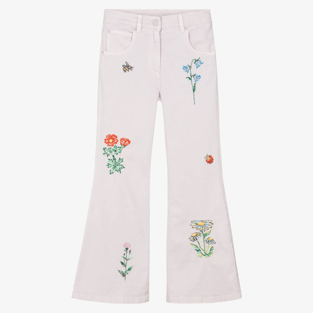Stella McCartney Kids-Брюки с цветочным узором лилового цвета для девочек | Childrensalon Outlet