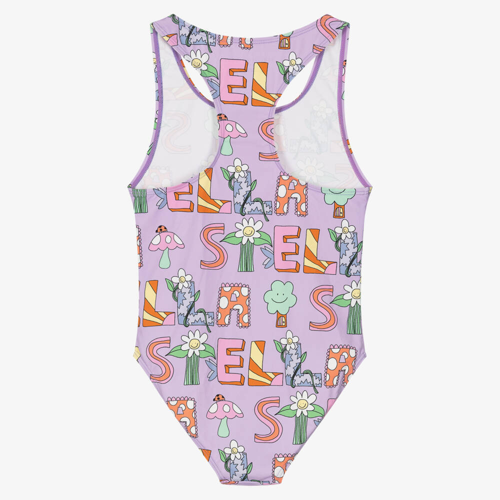 Stella McCartney Kids-Girls Lilac Floral Swimwear | Childrensalon Outlet