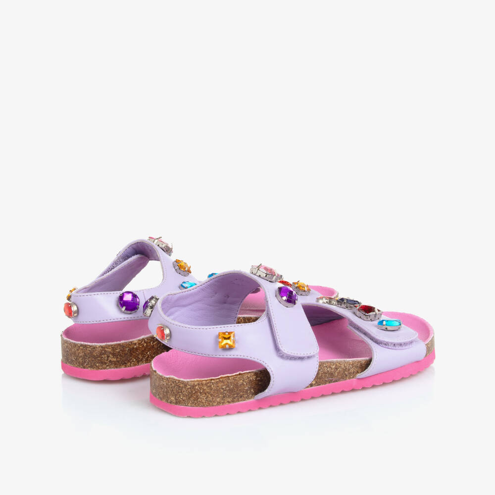 Stella McCartney Kids-Girls Lilac Jewel-Embellished Sandals | Childrensalon Outlet