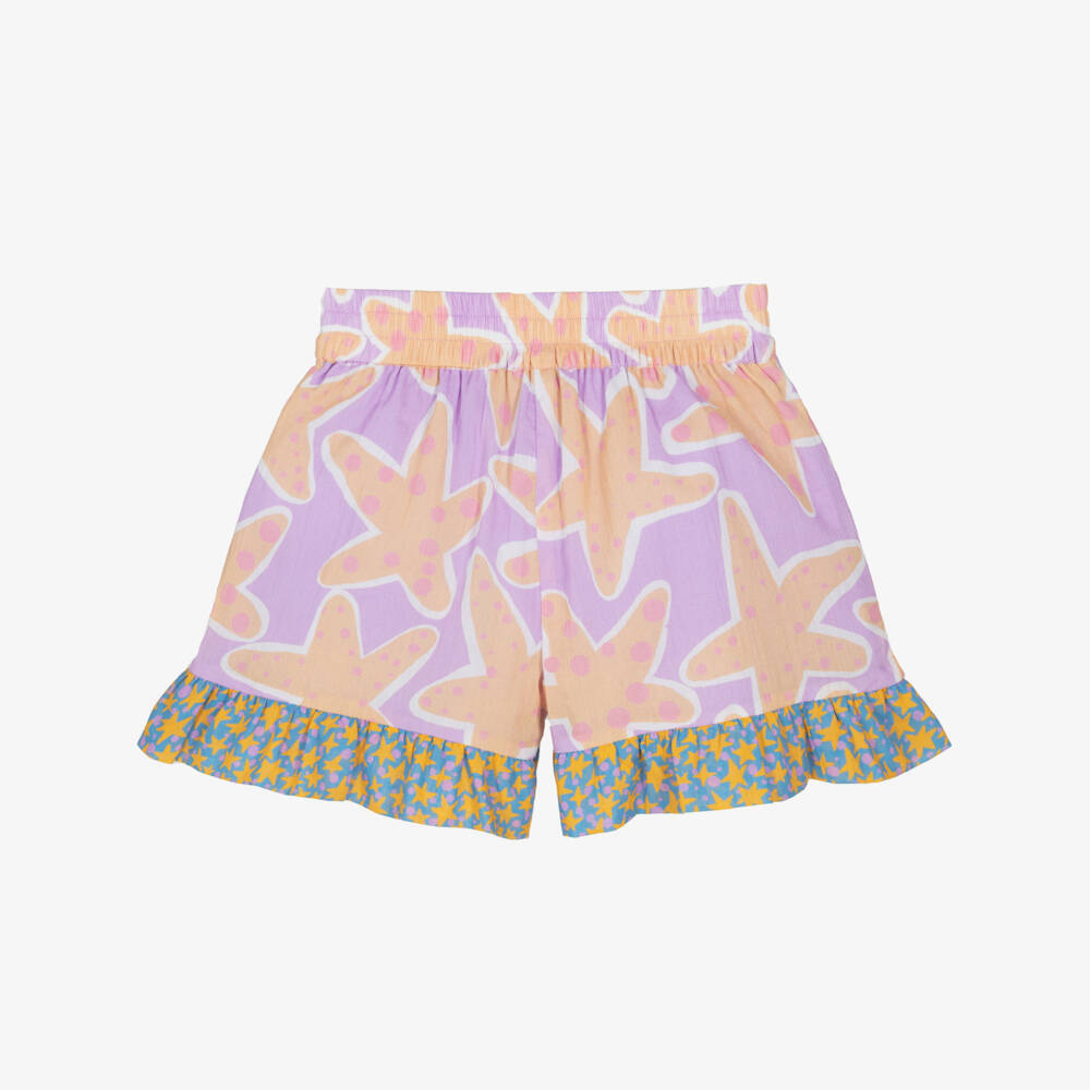 Stella McCartney Kids-Шорты с принтом морских звёзд для девочек сиреневые | Childrensalon Outlet