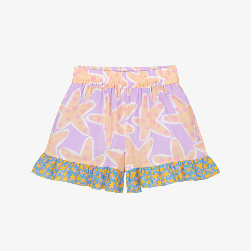 Stella McCartney Kids-Шорты с принтом морских звёзд для девочек сиреневые | Childrensalon Outlet