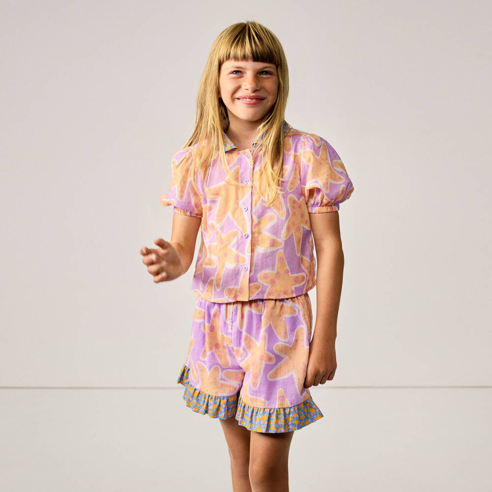 Stella McCartney Kids-Шорты с принтом морских звёзд для девочек сиреневые | Childrensalon Outlet