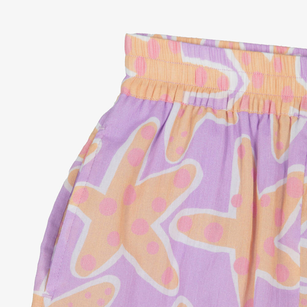 Stella McCartney Kids-Шорты с принтом морских звёзд для девочек сиреневые | Childrensalon Outlet