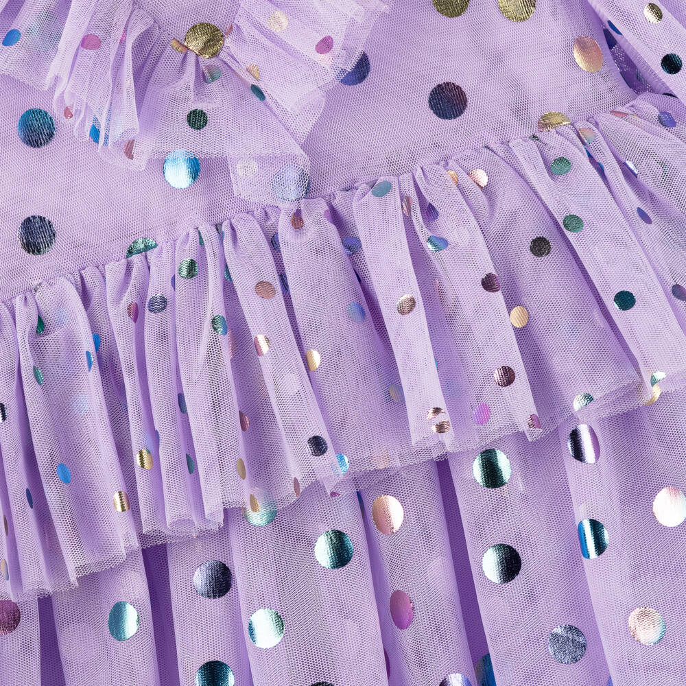 Stella McCartney Kids-Girls Lilac Polka Dot Tulle Frock | Childrensalon Outlet