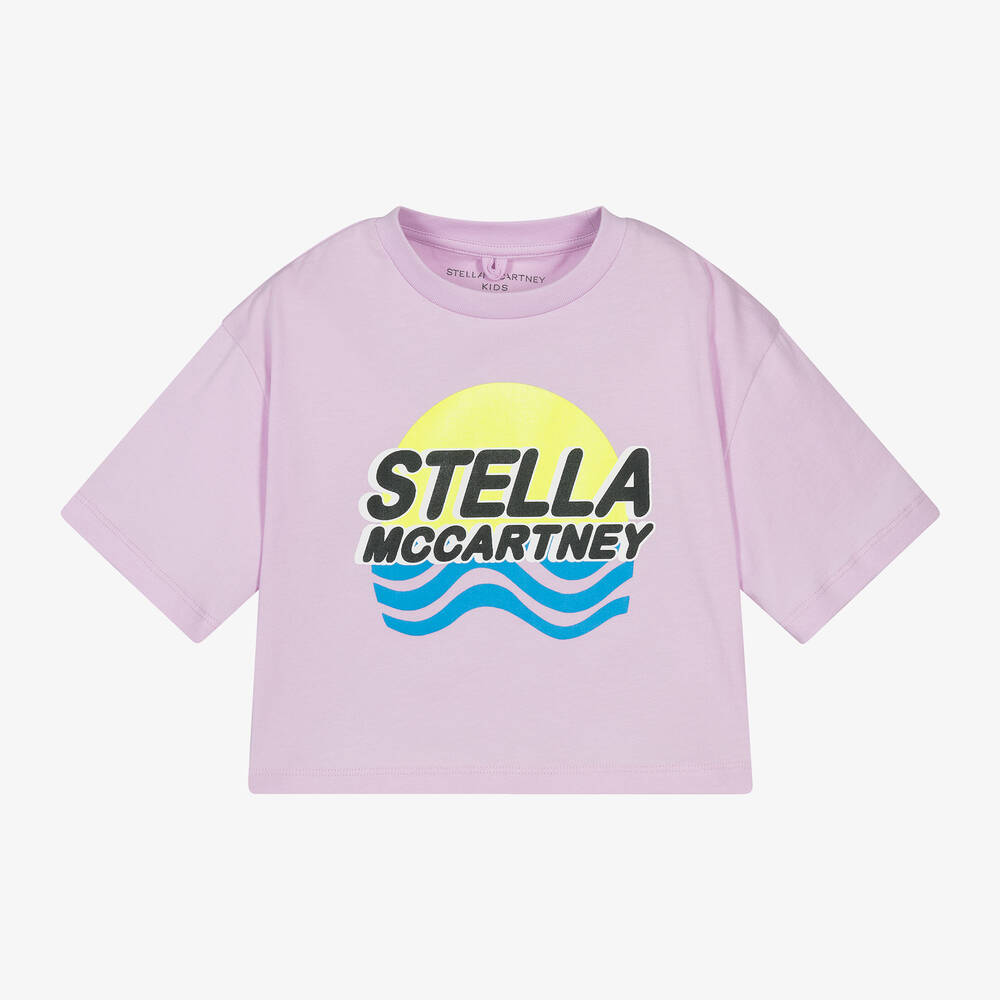 Stella McCartney Kids-Girls Lilac Purple Cotton Boxy T-Shirt | Childrensalon Outlet