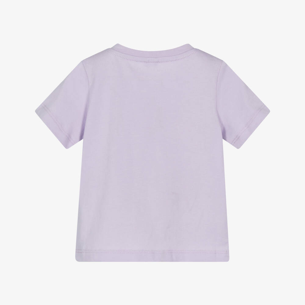 Stella McCartney Kids-Girls Lilac Purple Cotton Flower Logo Print T-Shirt | Childrensalon Outlet