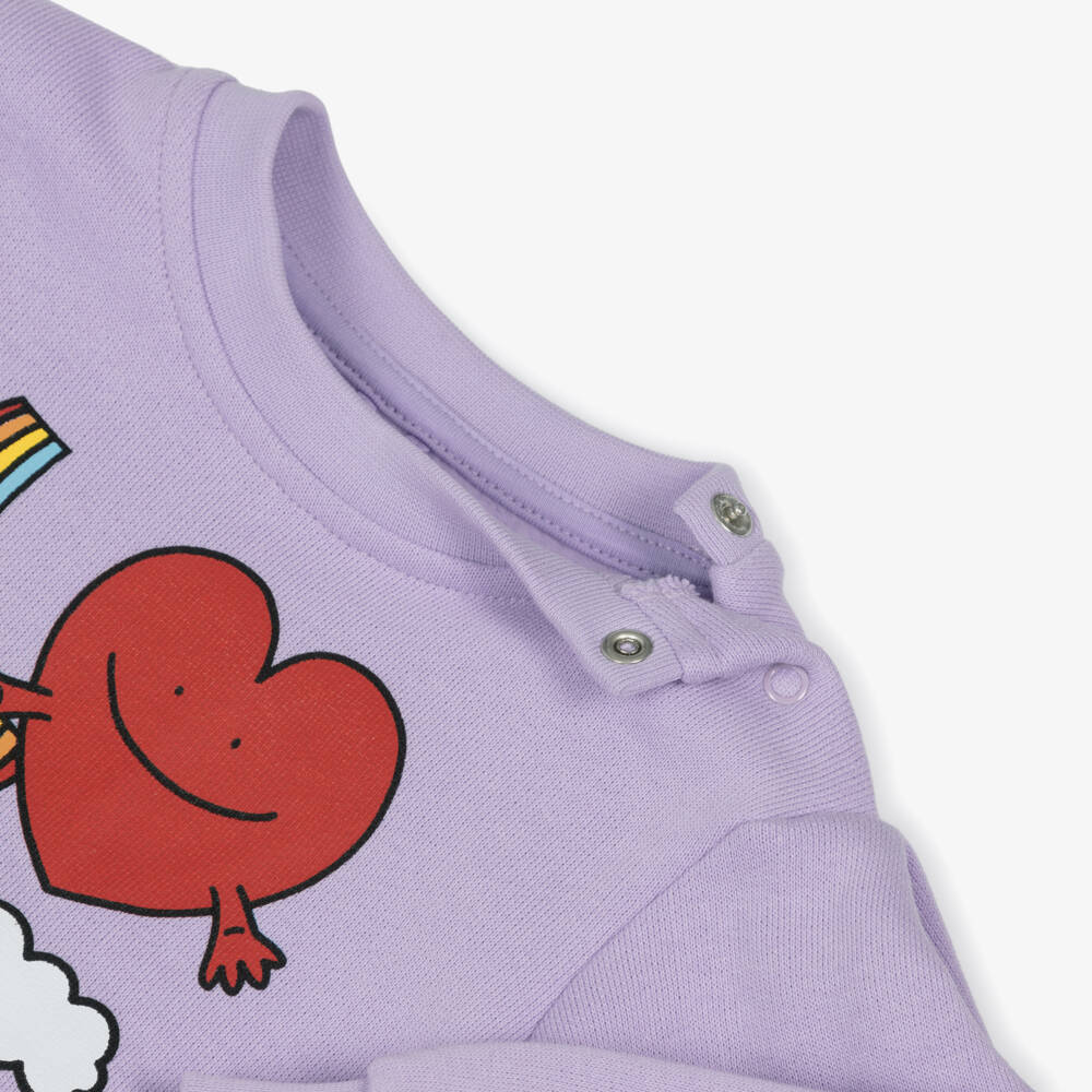 Stella McCartney Kids-Girls Lilac Purple Cotton Love Print Sweatshirt | Childrensalon Outlet