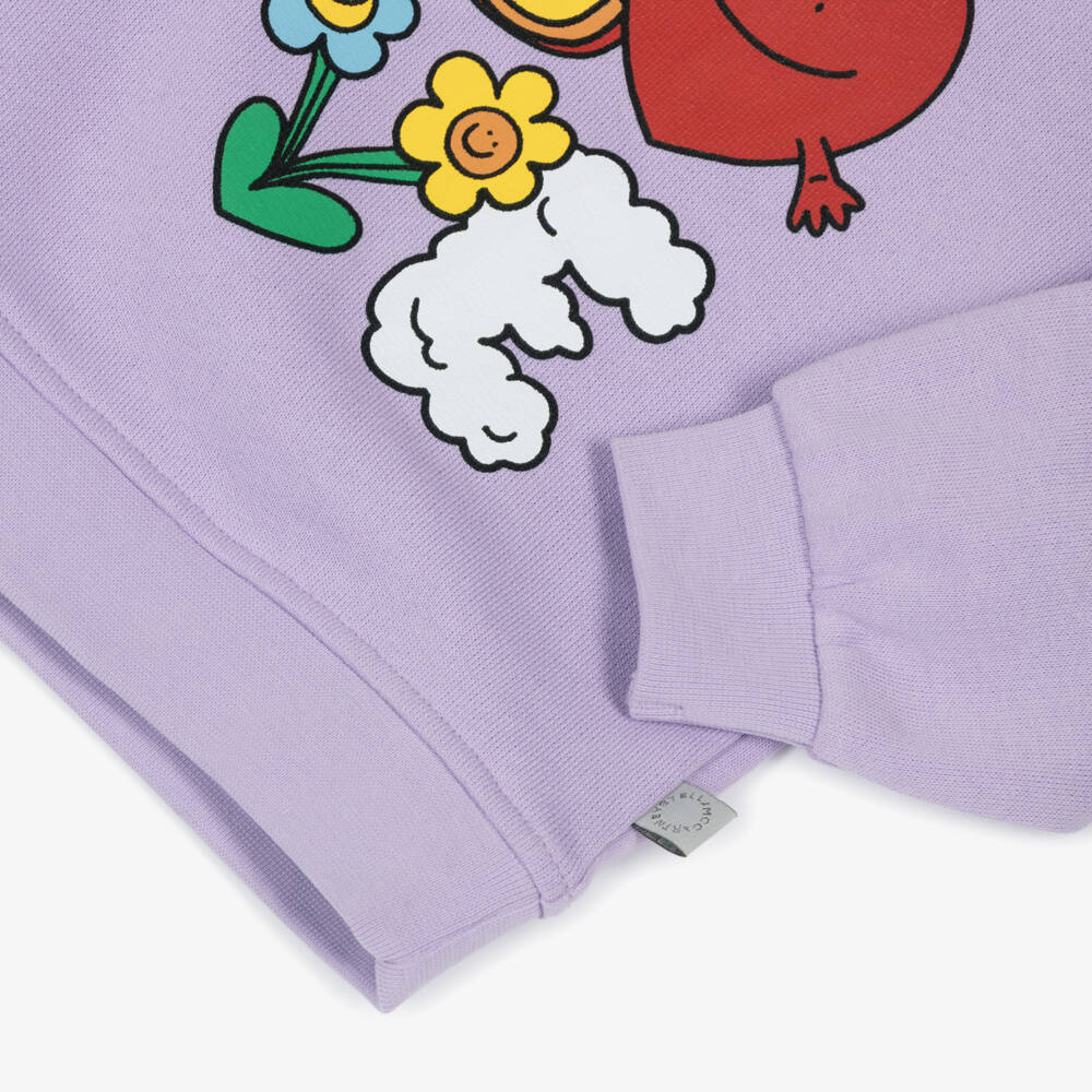Stella McCartney Kids-Girls Lilac Purple Cotton Love Print Sweatshirt | Childrensalon Outlet