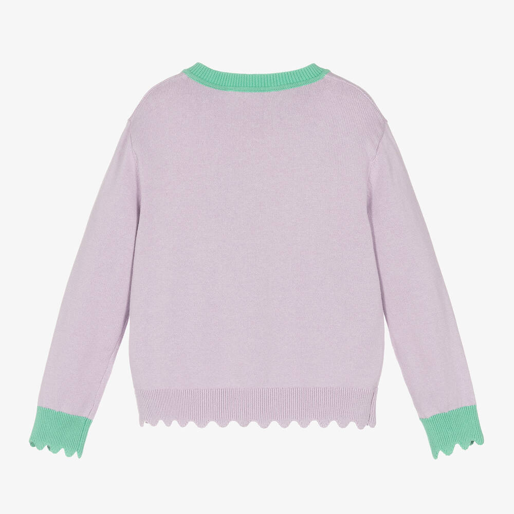 Stella McCartney Kids-Фиолетовый хлопковый кардиган с ракушками | Childrensalon Outlet