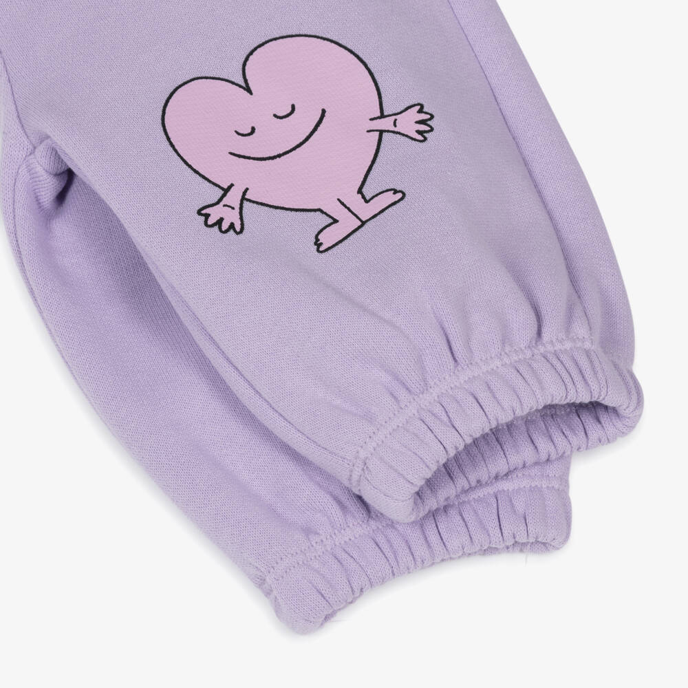 Stella McCartney Kids-Girls Lilac Purple Cotton Smiling Heart Joggers | Childrensalon Outlet