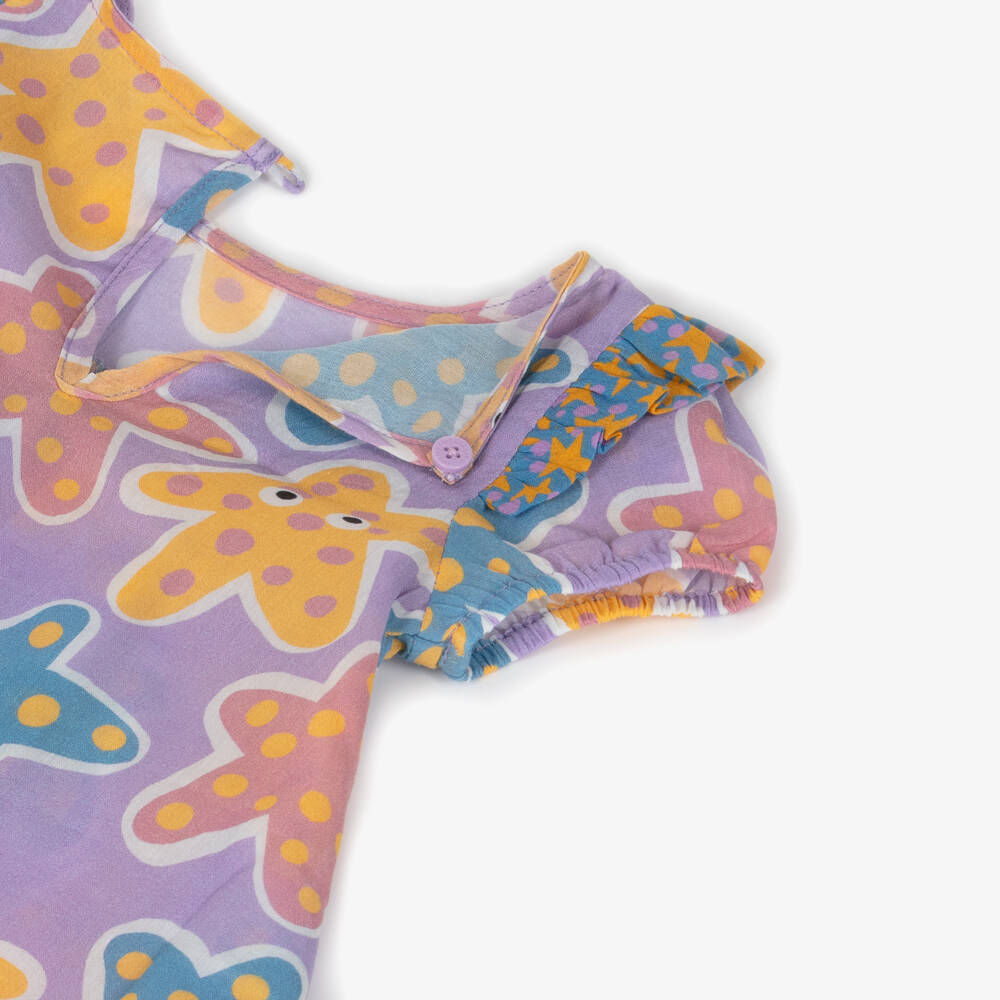 Stella McCartney Kids-Girls Lilac Purple Cotton Starfish Print Dress | Childrensalon Outlet