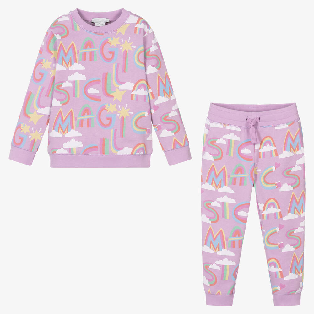 Stella McCartney Kids-بدلة رياضية قطن لون بنفسجي ليلكي للبنات | Childrensalon Outlet