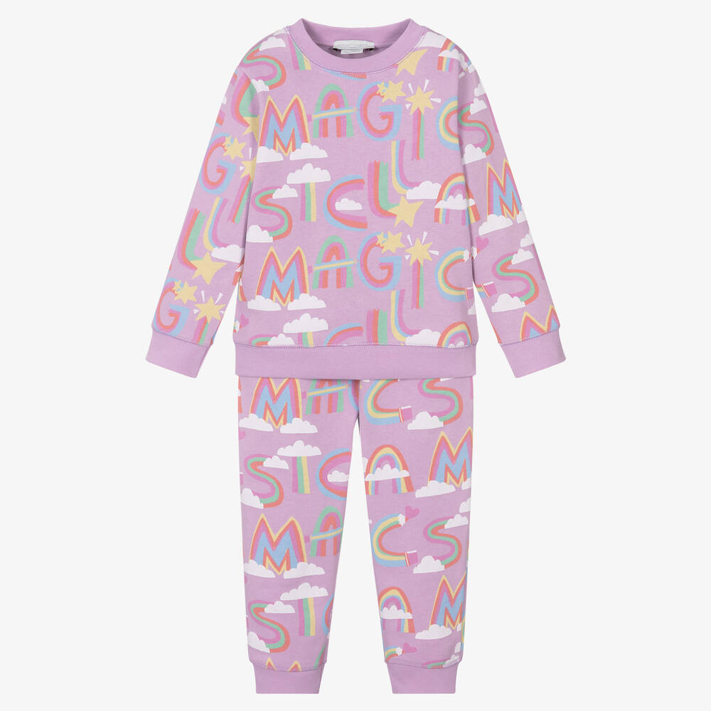 Stella McCartney Kids - Girls Lilac Purple Cotton Tracksuit | Childrensalon