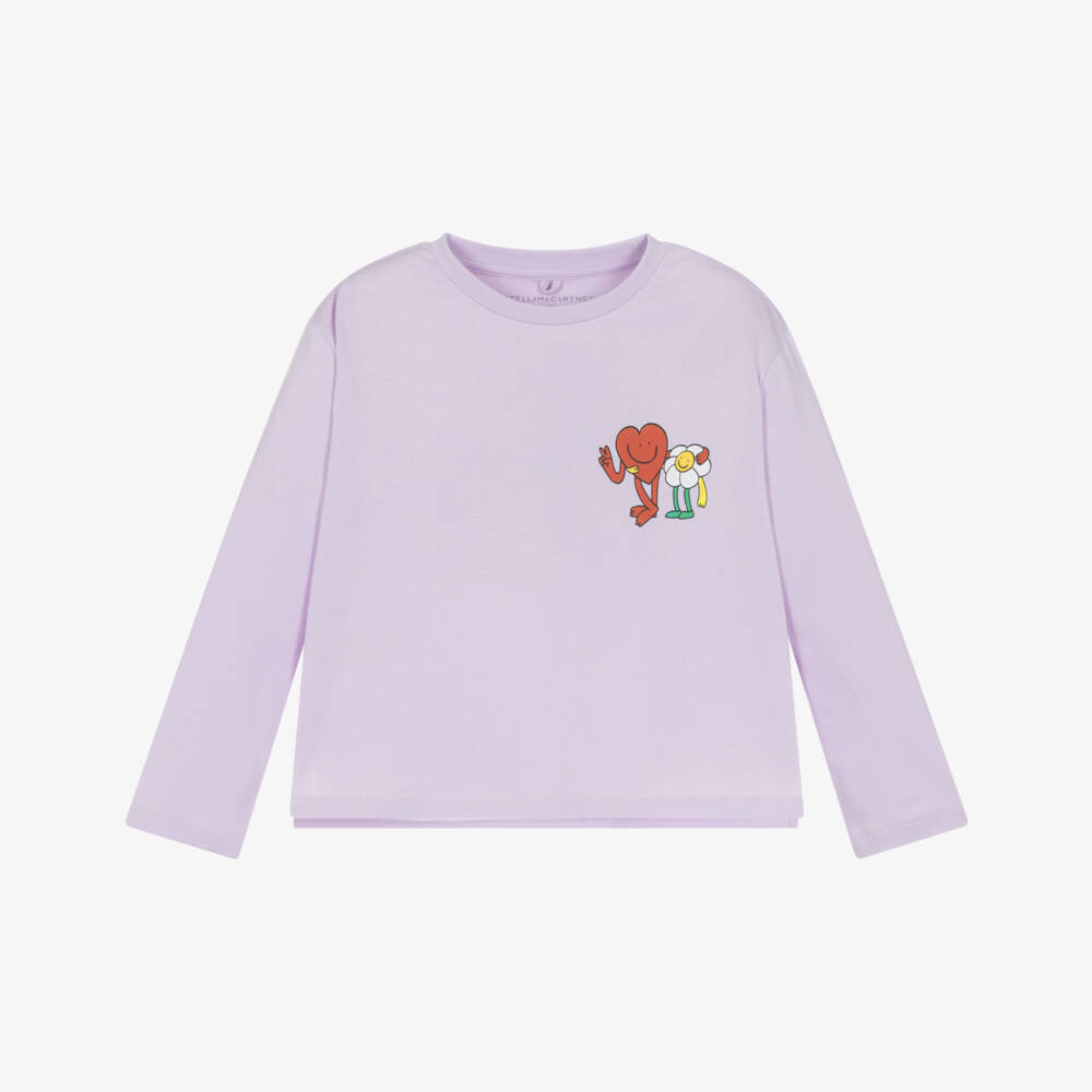 Stella McCartney Kids-Girls Lilac Purple Earth & Friends Cotton Top | Childrensalon Outlet