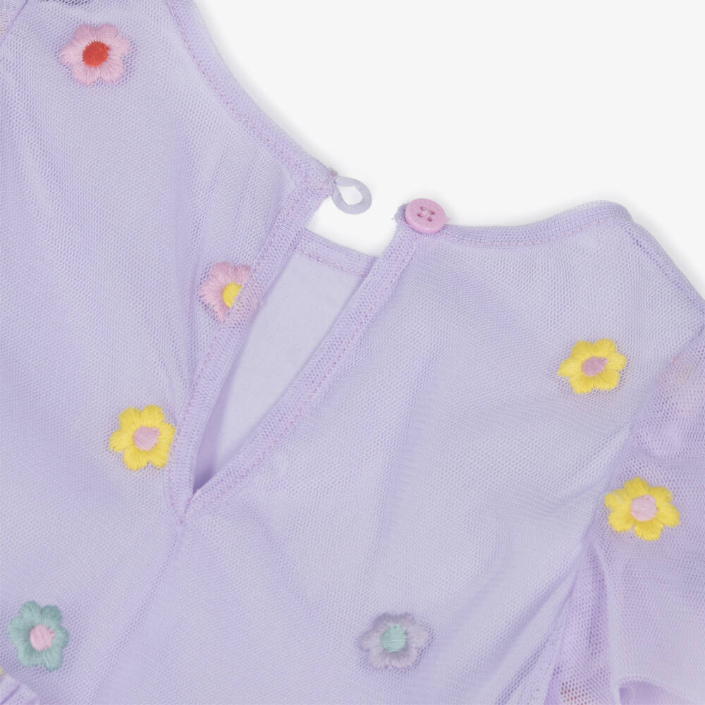 Stella McCartney Kids-Girls Lilac Purple Embroidered Tulle Dress | Childrensalon Outlet