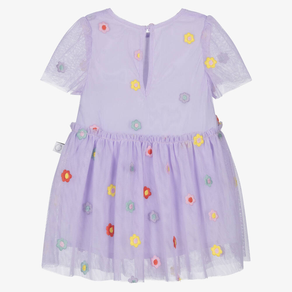 Stella McCartney Kids-Girls Lilac Purple Embroidered Tulle Dress | Childrensalon Outlet