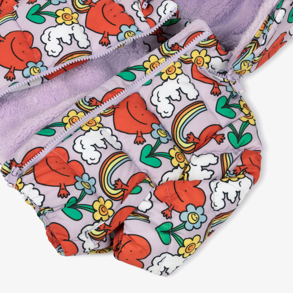 Stella McCartney Kids-Girls Lilac Purple Smiling Hearts Puffer Jacket | Childrensalon Outlet