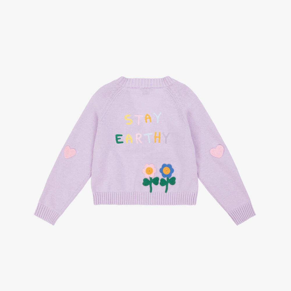 Stella McCartney Kids-Girls Lilac Purple Sun & Earth Knitted Cardigan | Childrensalon Outlet