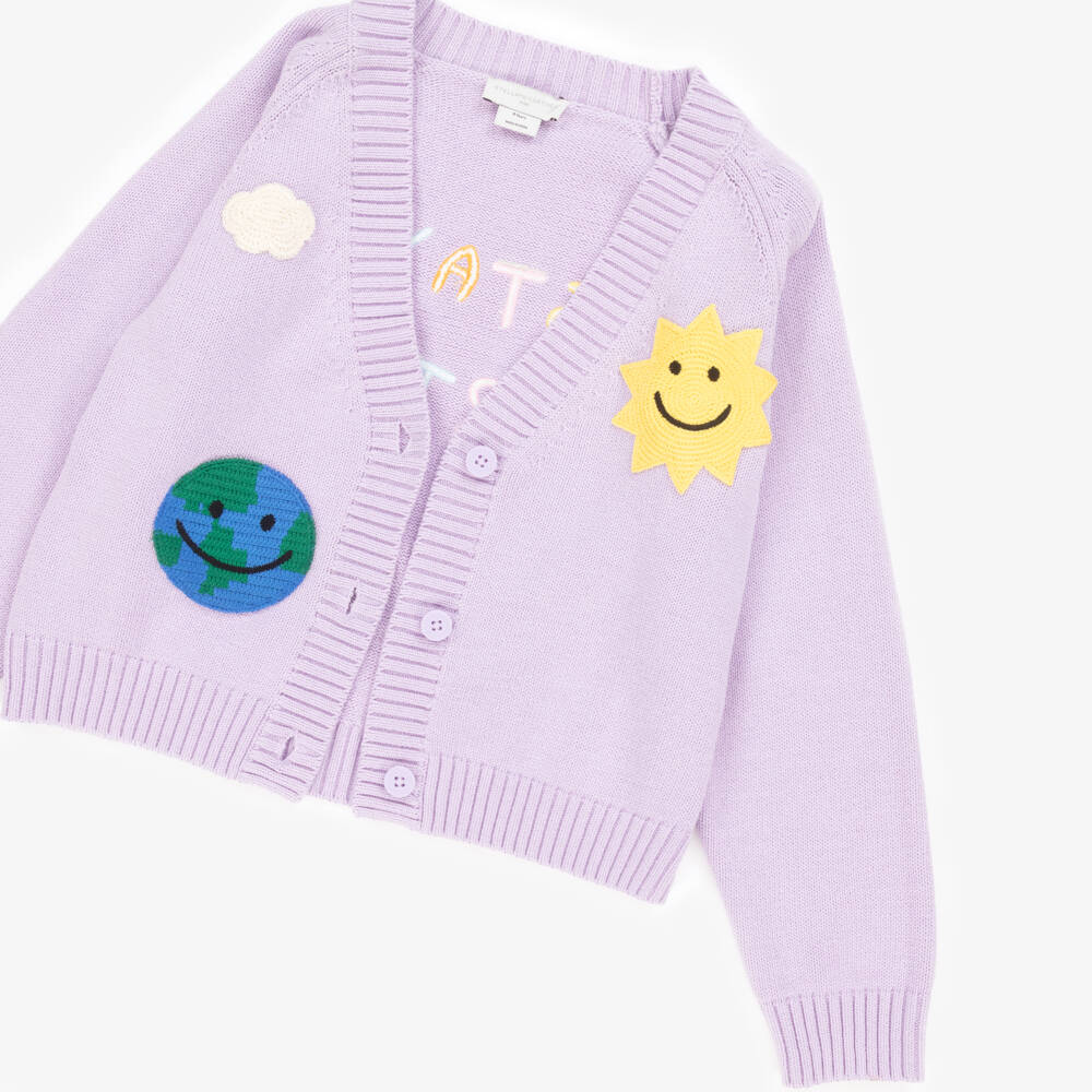 Stella McCartney Kids-Girls Lilac Purple Sun & Earth Knitted Cardigan | Childrensalon Outlet