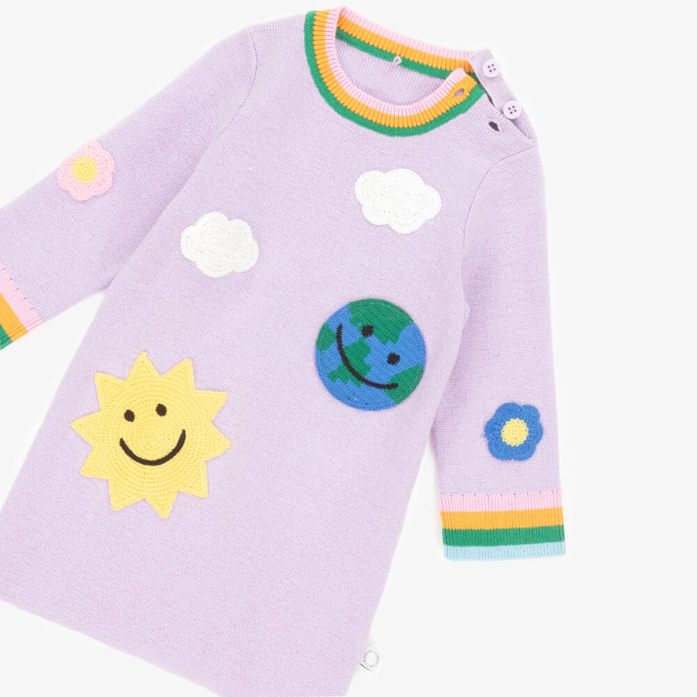 Stella McCartney Kids-Girls Lilac Purple Sun & Earth Knitted Dress | Childrensalon Outlet
