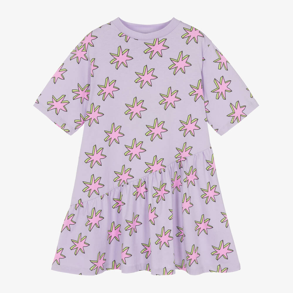 Stella McCartney Kids-فستان بطبعة نجوم قطن لون بنفسجي | Childrensalon Outlet