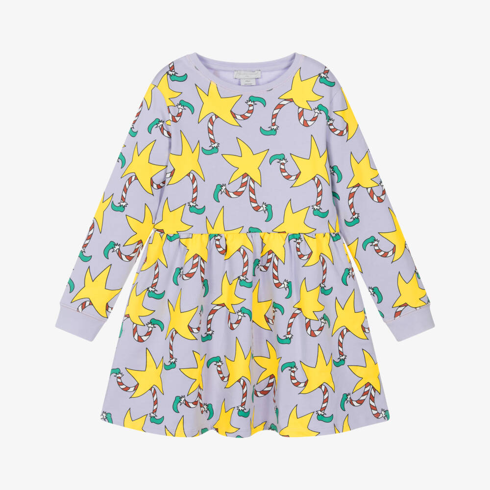 Stella McCartney Kids-Girls Lilac Starry Cotton Dress | Childrensalon Outlet