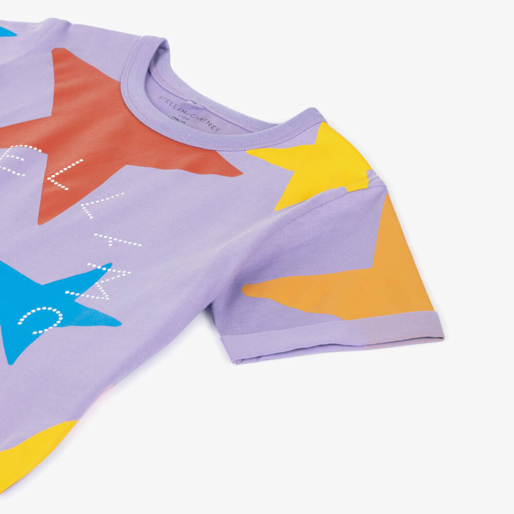 Stella McCartney Kids-Girls Lilac Starry Cotton Tee | Childrensalon Outlet