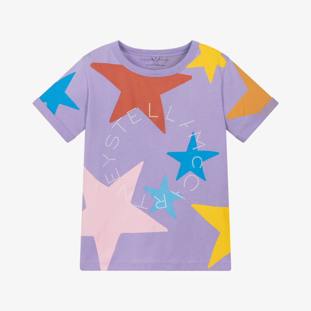 Stella McCartney Kids-تيشيرت قطني بنفسجي بنجوم للبنات | Childrensalon Outlet