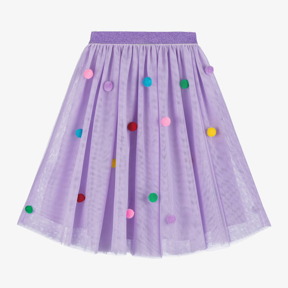 Stella McCartney Kids-Girls Lilac Tulle Pom-Pom Skirt | Childrensalon Outlet