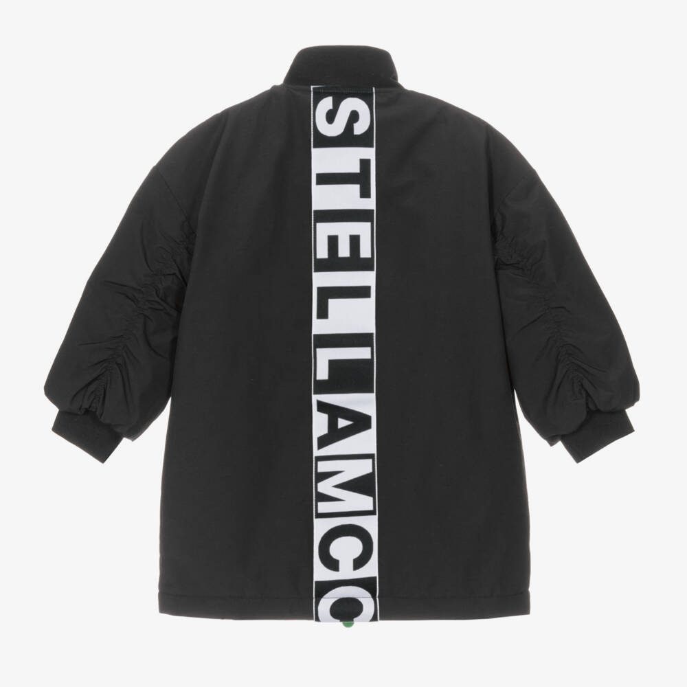 Stella McCartney Kids-Girls Matte Black Quilted Coat | Childrensalon Outlet
