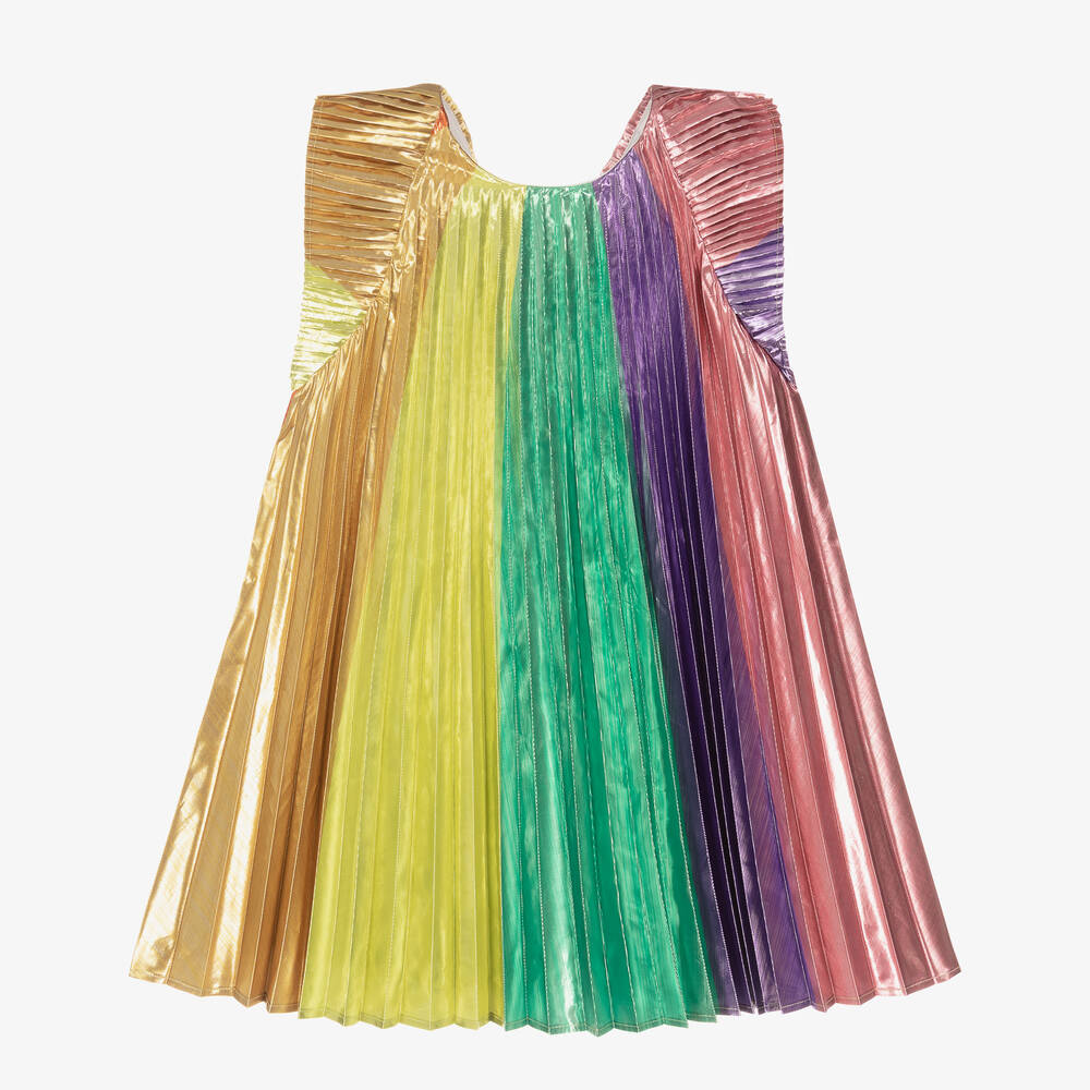 Girls Metallic Pleated Dress