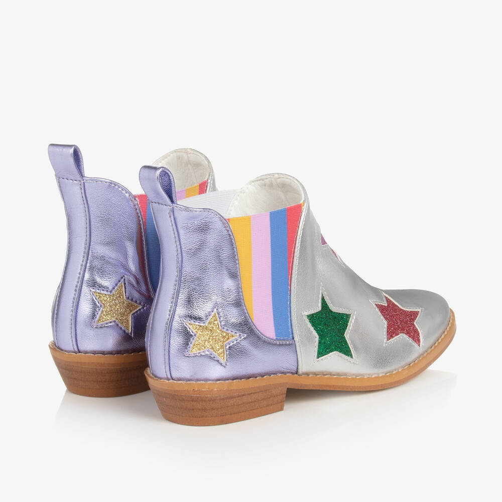 Stella McCartney Kids Girls Metallic Silver Faux Leather Boots Childrensalon Outlet