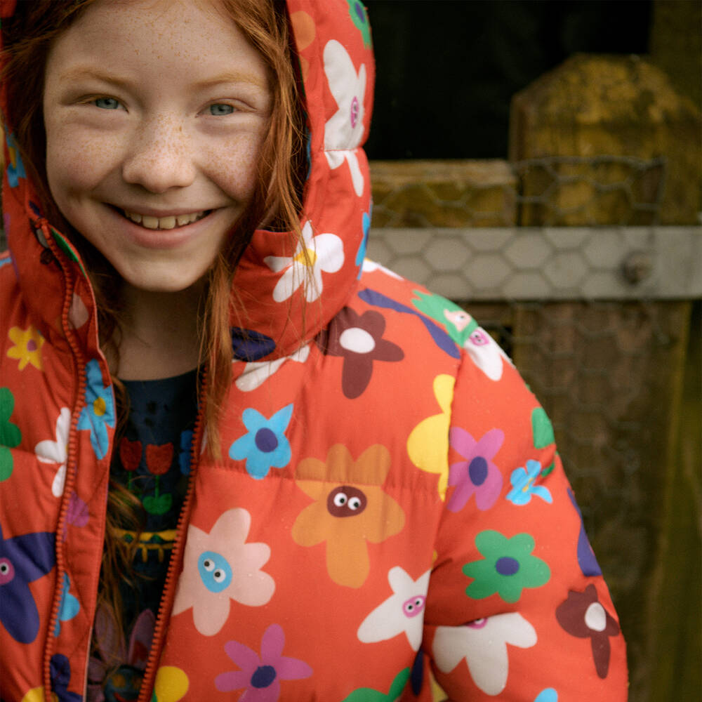 Stella McCartney Kids Girls Multicolour Floral Puffer Coat