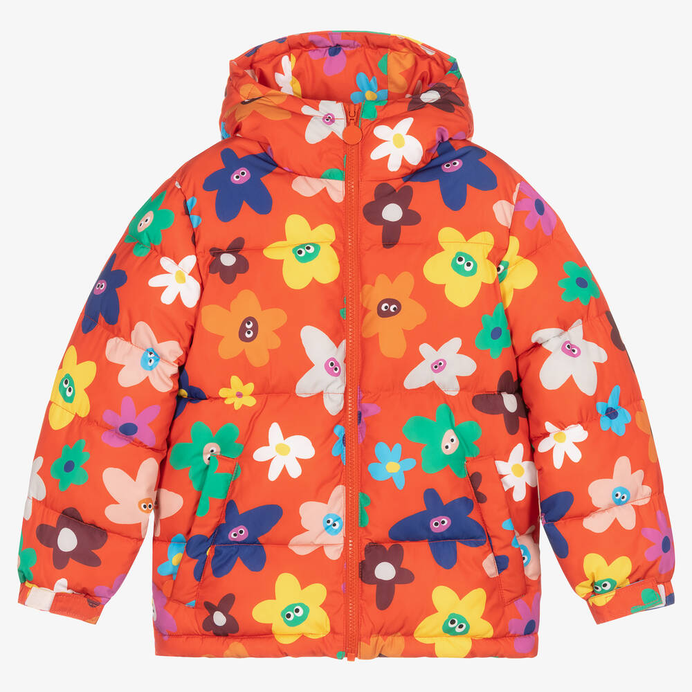Stella McCartney Kids - Разноцветный пуховик с цветами для девочек | Childrensalon