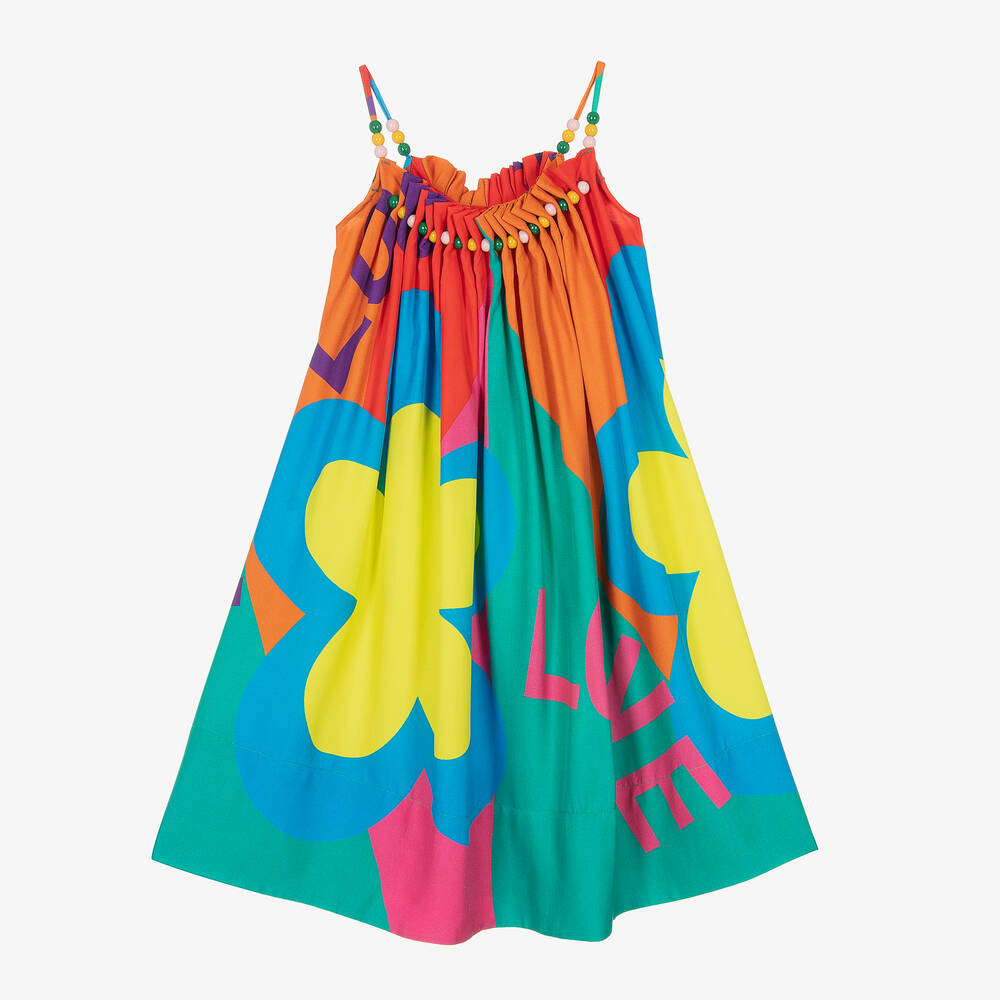 Stella McCartney Kids - Разноцветное платье из вискозы с цветами | Childrensalon