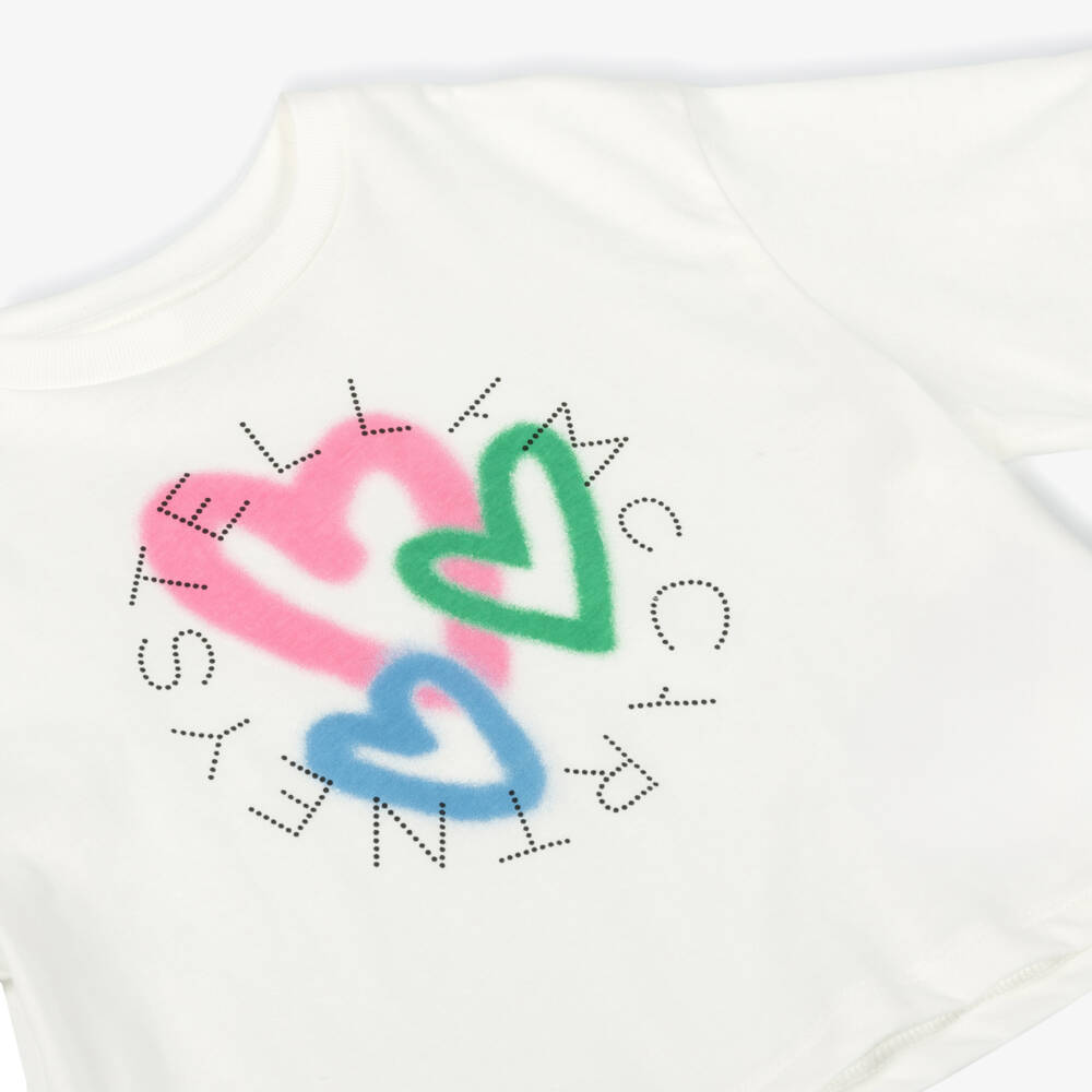 Stella McCartney Kids-Girls Off-White Heart Tee | Childrensalon Outlet