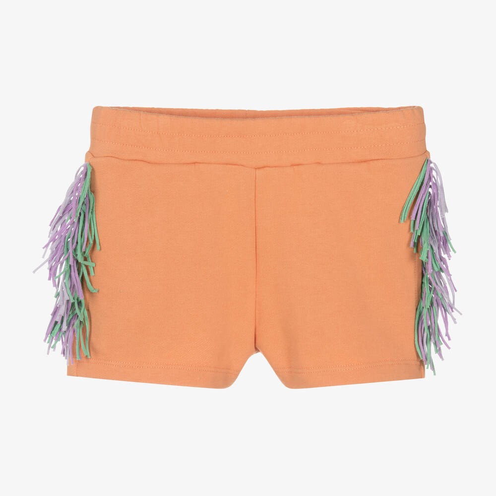 Stella McCartney Kids-Girls Orange Cotton Fringed Shorts | Childrensalon Outlet