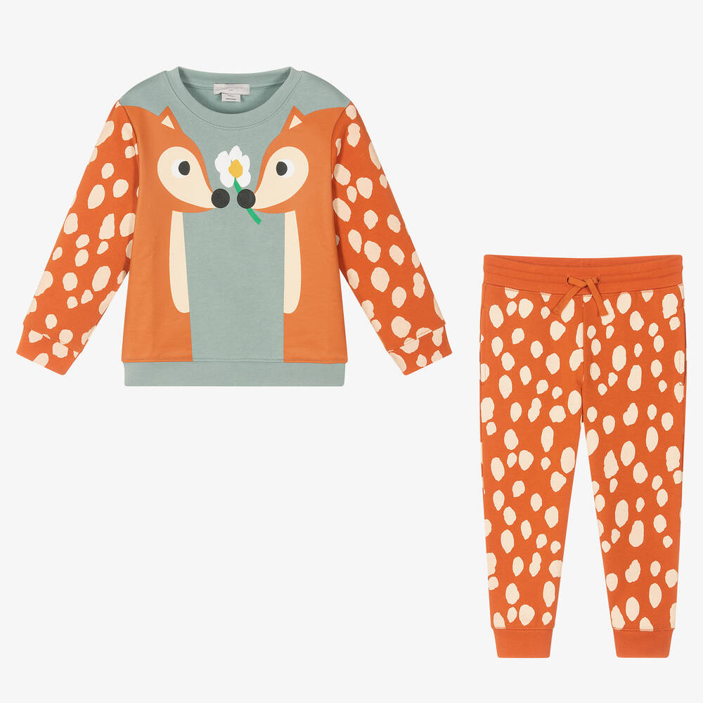 Stella McCartney Kids-Girls Orange Deer Tracksuit | Childrensalon Outlet