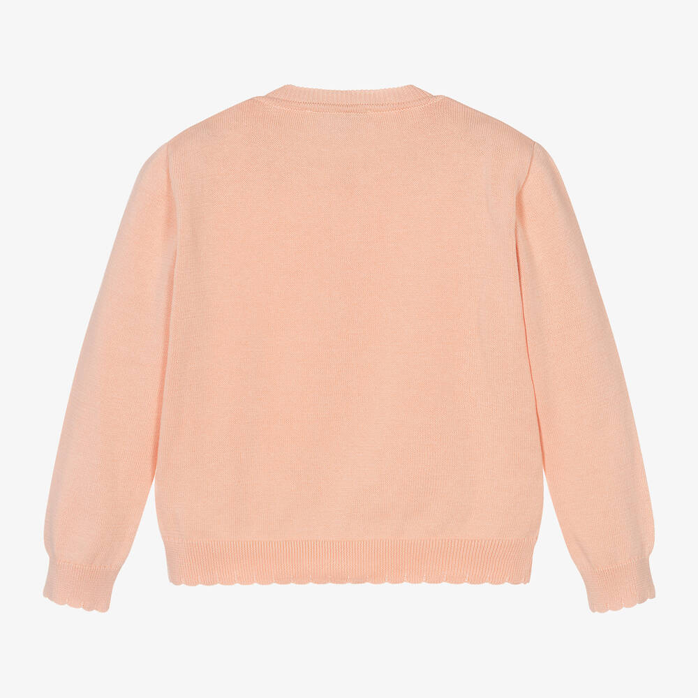 Stella McCartney Kids-Girls Orange Embroidered Floral Cardigan | Childrensalon Outlet