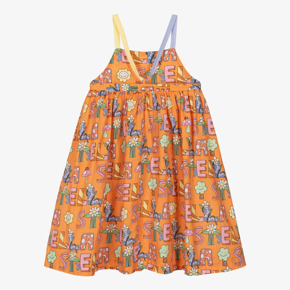 Stella McCartney Kids-Girls Orange Enchanted Cotton Dress | Childrensalon Outlet