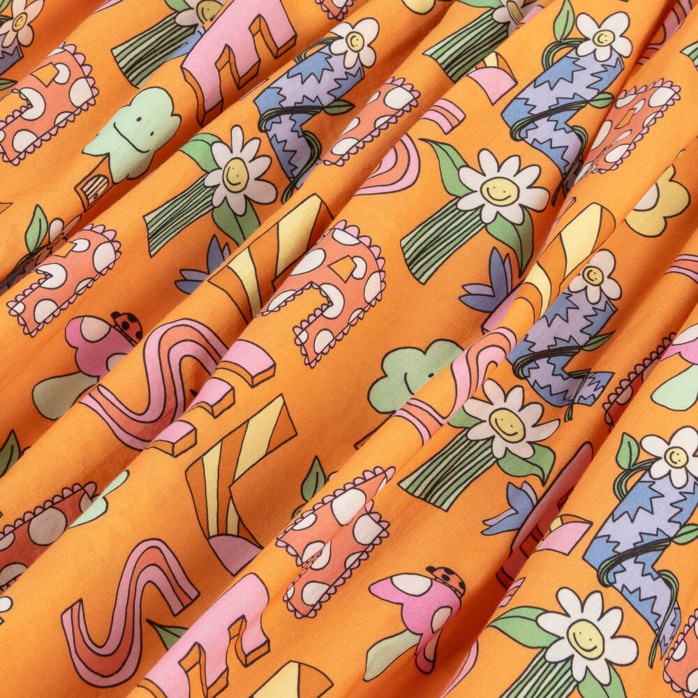 Stella McCartney Kids-Girls Orange Enchanted Cotton Dress | Childrensalon Outlet