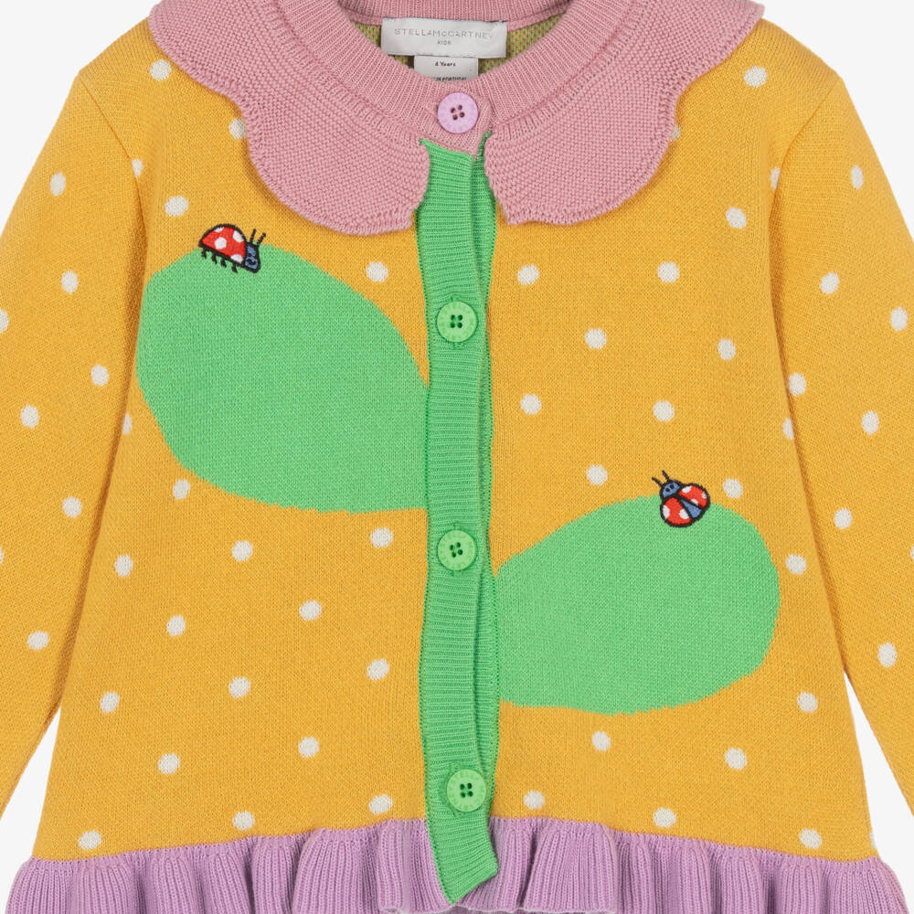 Stella McCartney Kids-Girls Orange & Pink Floral Cotton Knit Cardigan | Childrensalon Outlet